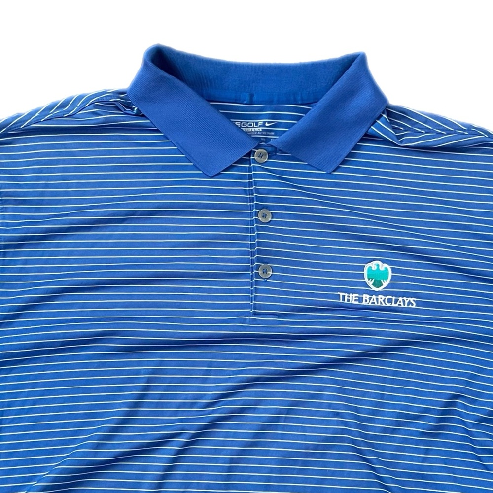 Nike Dri-Fit Blue Striped The Barclays Golf Polo